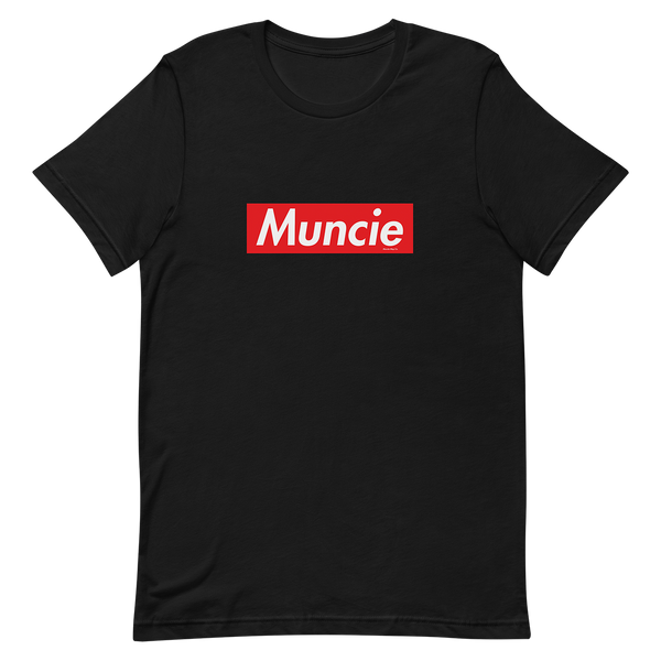 A mockup of the Supreme Parody Muncie T-Shirt