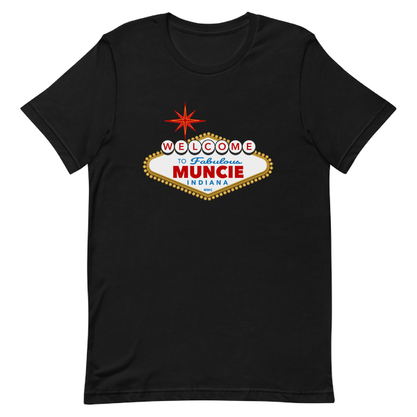 A mockup of the Vegas Parody Muncie T-Shirt