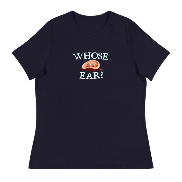 A mockup of the Whose Ear Hoosier Indiana Ladies Tee