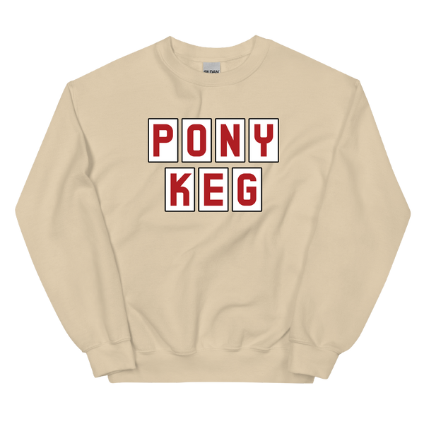 A mockup of the Pony Keg Lounge Crewneck