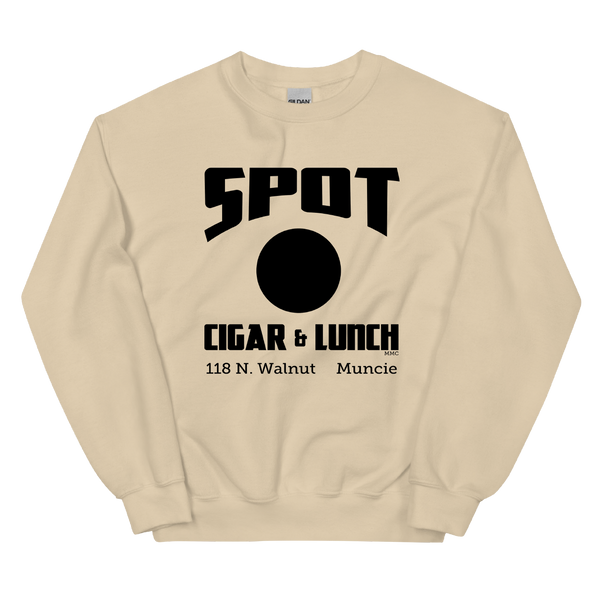 A mockup of the Spot Lunch & Cigar  Crewneck