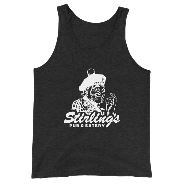A mockup of the Stirling's Bar & Eatery Tank Top