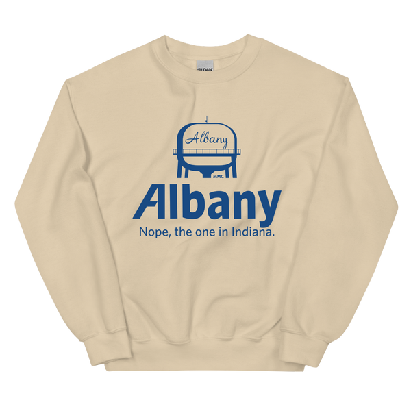 A mockup of the Allstate Parody Albany Watertower Crewneck