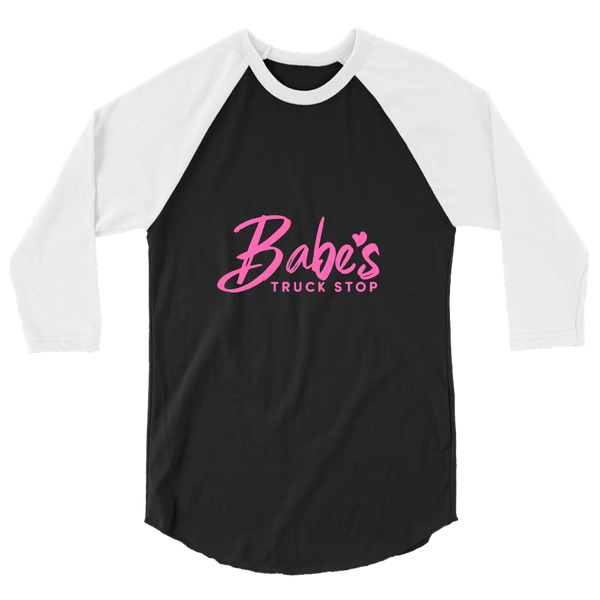 A mockup of the Babe's Truck Stop Raglan 3/4 Sleeve