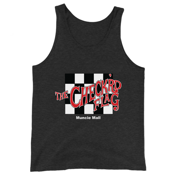 A mockup of the Checkrd Flag Menswear Store Tank Top