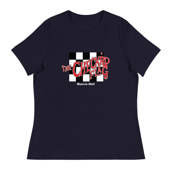 A mockup of the Checkrd Flag Menswear Store Ladies Tee