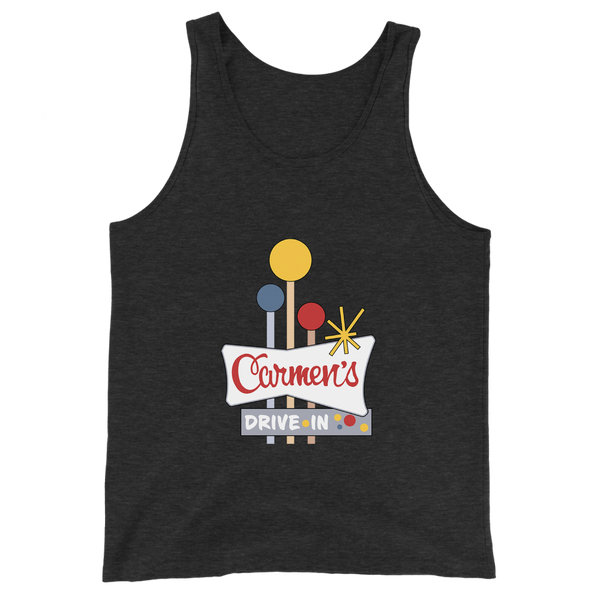 A mockup of the Carmen's Drive-In Tank Top