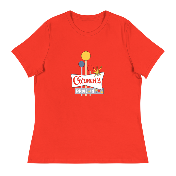 A mockup of the Carmen's Drive-In Ladies Tee