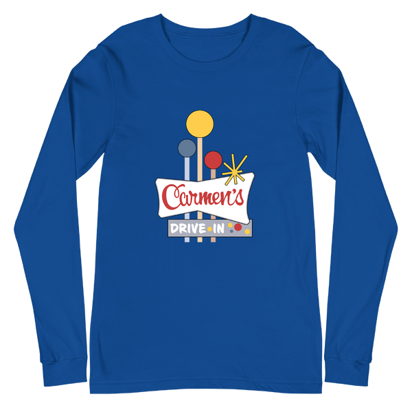 A mockup of the Carmen's Drive-In Long Sleeve Tee