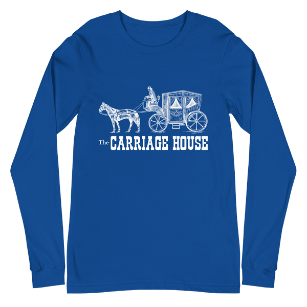 A mockup of the Carriage House Restaurant Long Sleeve Tee