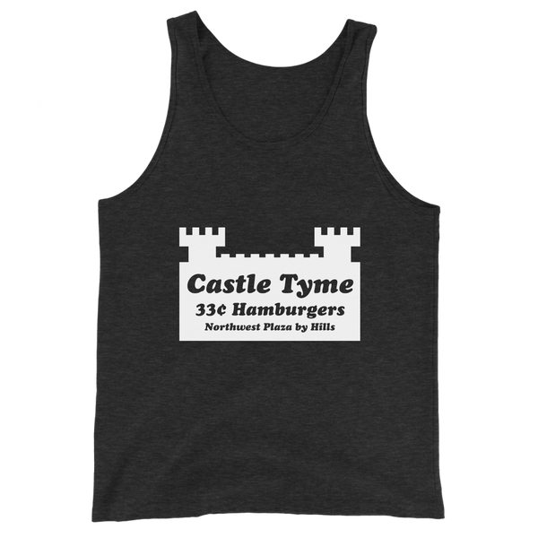A mockup of the Castle Tyme Restaurant Tank Top