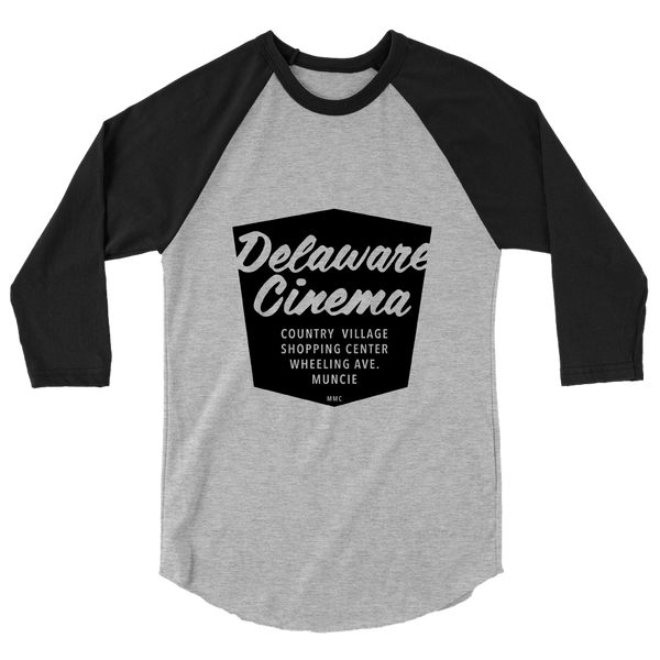 A mockup of the Delaware Cinema Raglan 3/4 Sleeve