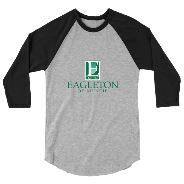 A mockup of the Eagleton of Muncie Yorktown Parody Raglan 3/4 Sleeve