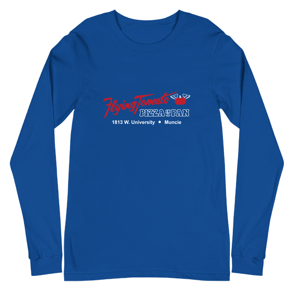 A mockup of the Flying Tomato Restaurant Long Sleeve Tee