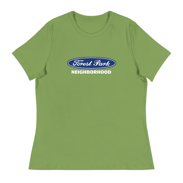 A mockup of the Forest Park Neighborhood Ford Parody Ladies Tee