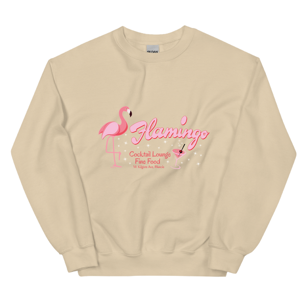 A mockup of the Flamingo Cocktail Lounge & Restaurant Crewneck