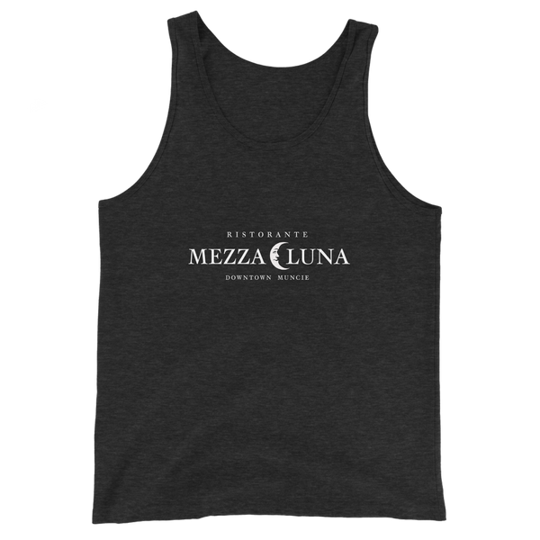 A mockup of the Mezza Luna Restaurant Tank Top