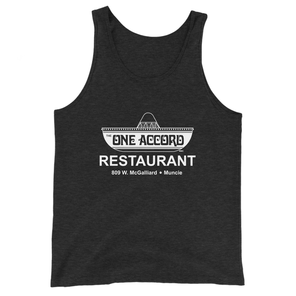 A mockup of the One Accord Restaurant Tank Top