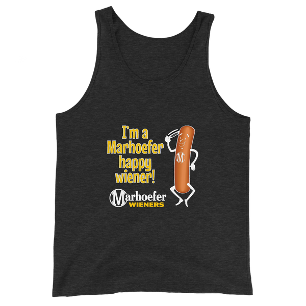 A mockup of the Marhoefer Happy Weiner Tank Top