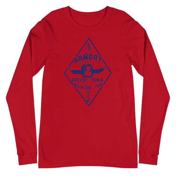 A mockup of the Armory Roller Rink Long Sleeve Tee