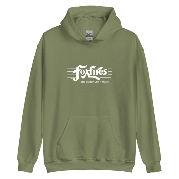 A mockup of the Foxfires Restaurant Hoodie