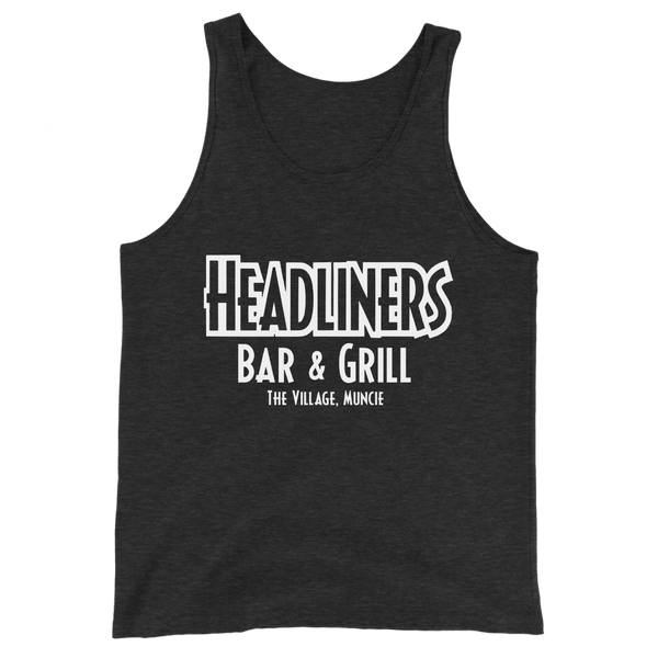 A mockup of the Headliners Bar & Grill Tank Top