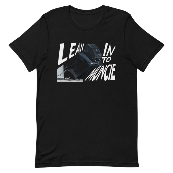 A mockup of the Lean Into Muncie T-Shirt