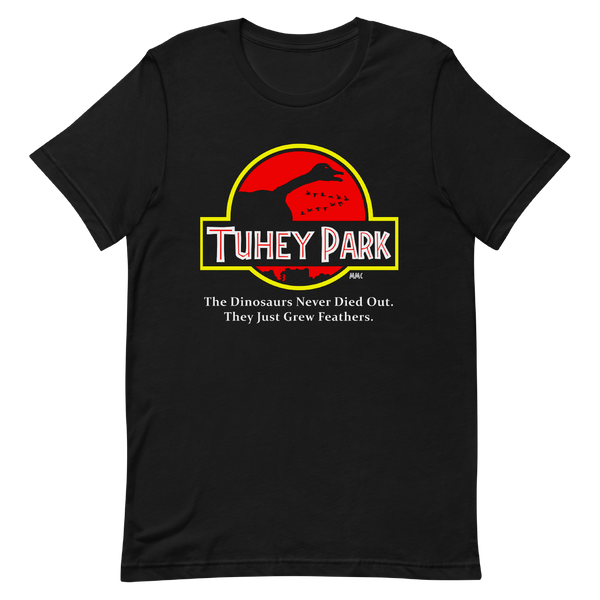 A mockup of the Jurassic Tuhey Park T-Shirt