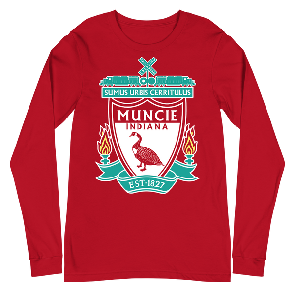A mockup of the Liverpool FC Parody Muncie Long Sleeve Tee