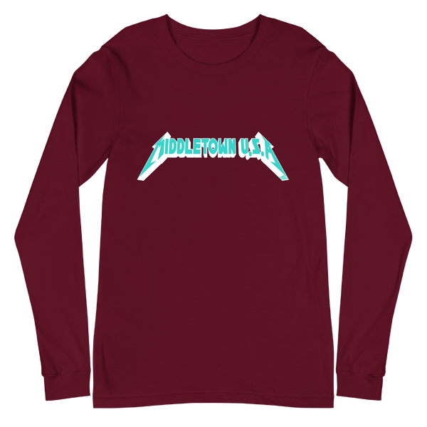 A mockup of the Metallica Parody Middletown U.S.A. Frost Long Sleeve Tee