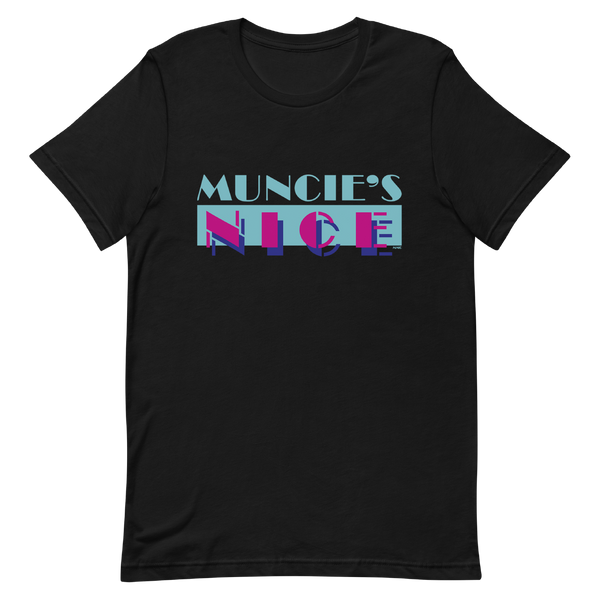 A mockup of the Miami Vice Parody Muncie's Nice T-Shirt