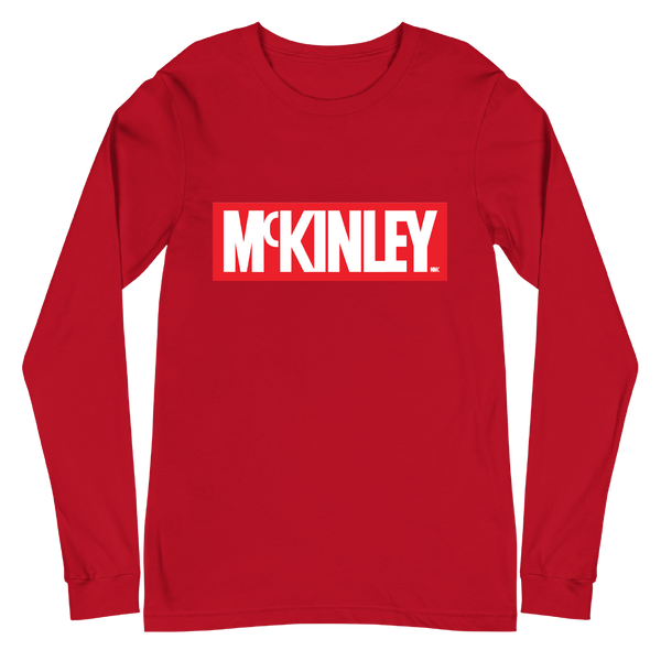 A mockup of the McKinley Neighborhood Marvel Parody Long Sleeve Tee
