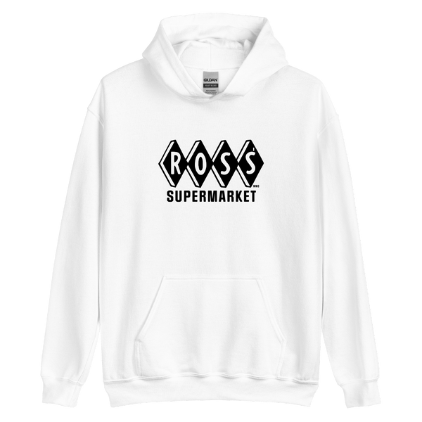A mockup of the Ross Supermarket Hoodie