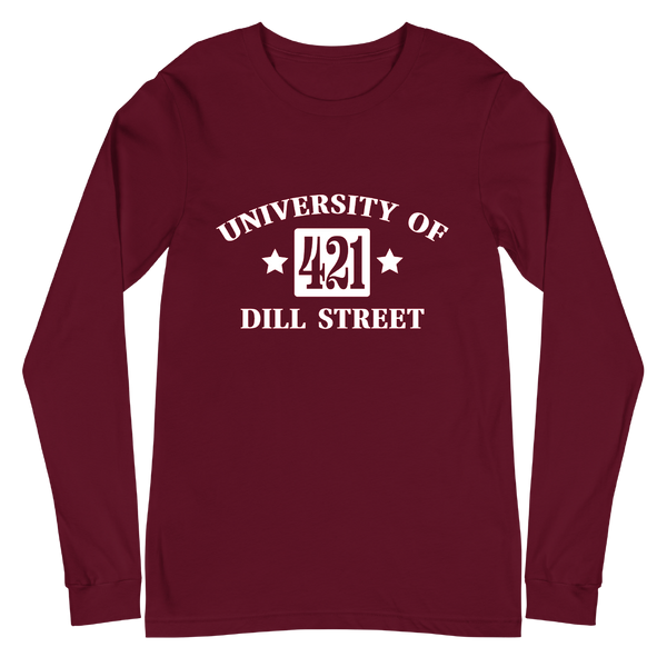 A mockup of the University of Dill Street Long Sleeve Tee