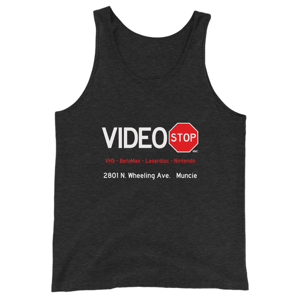 A mockup of the Video Stop Rental Video Tank Top