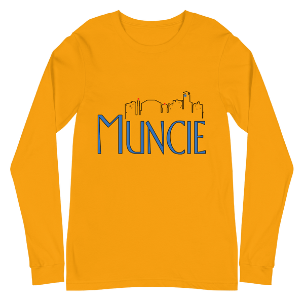 A mockup of the Frasier Logo Parody Muncie Long Sleeve Tee