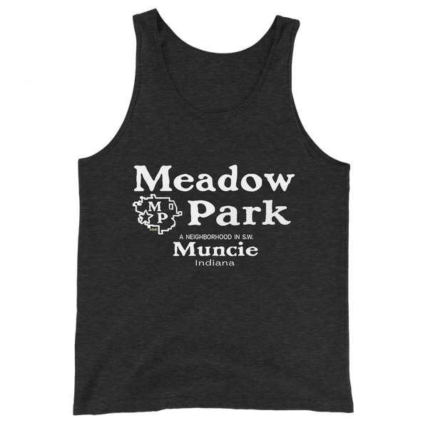 A mockup of the Meadow Park Neighborhood Maker's Mark Parody Tank Top