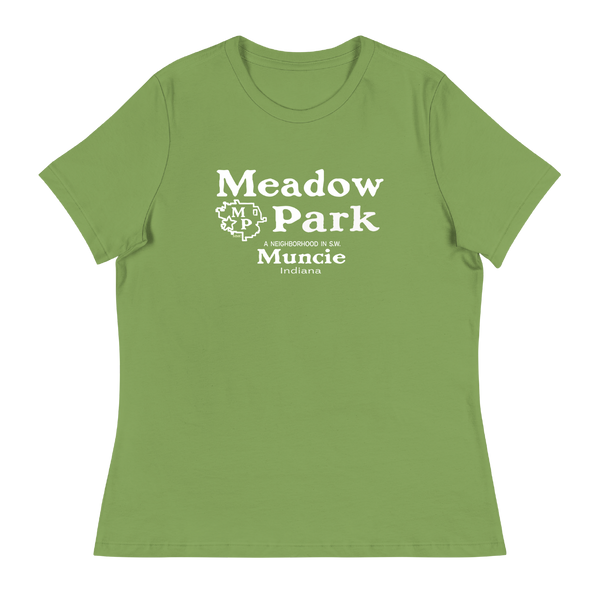 A mockup of the Meadow Park Neighborhood Maker's Mark Parody Ladies Tee