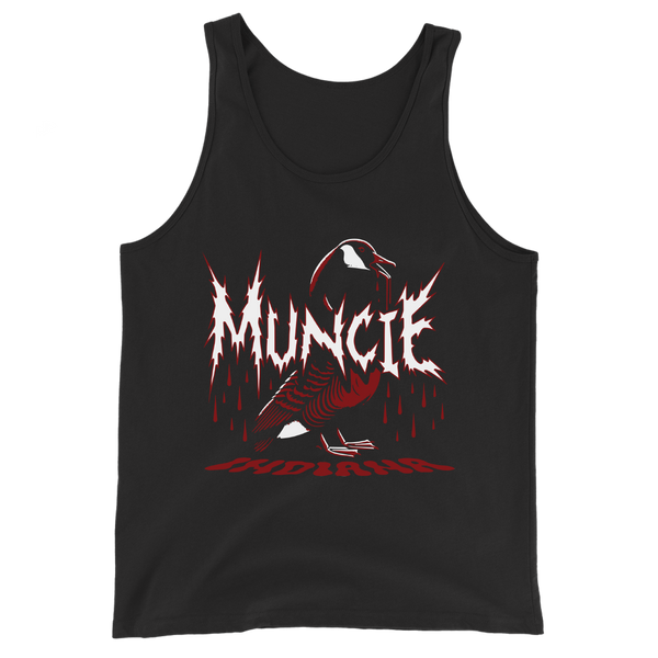 A mockup of the Murder Goose Muncie Tank Top