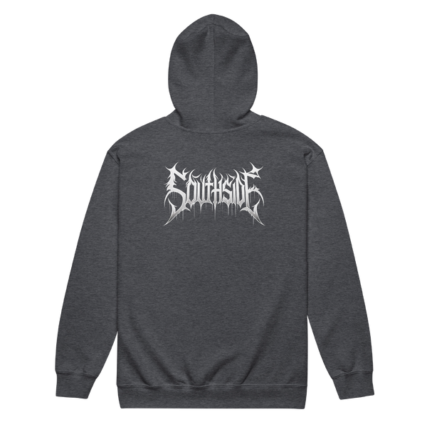A mockup of the Death Metal Southside Zipping Hoodie