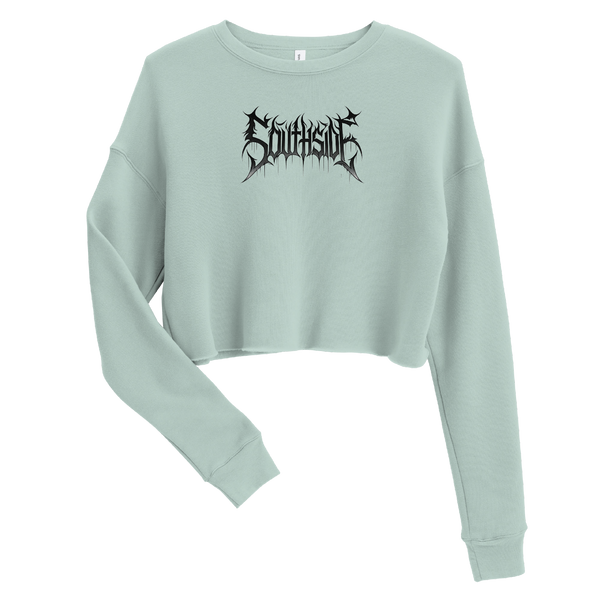 A mockup of the Death Metal Southside Ladies Cropped Crewneck