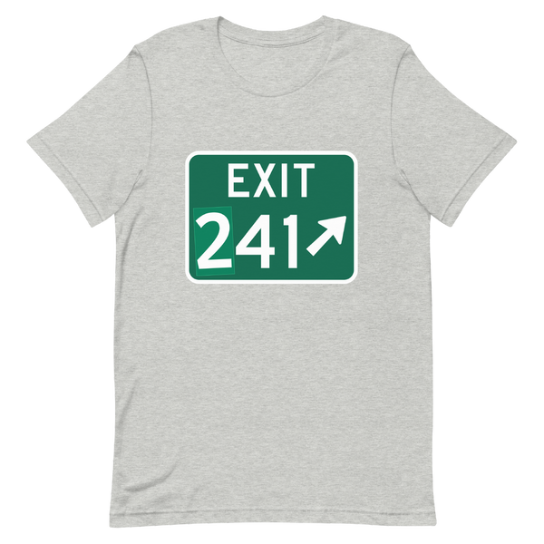 A mockup of the Exit (2)41 Sign Muncie T-Shirt
