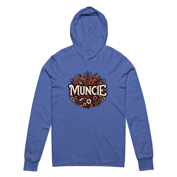 A mockup of the Autumn Bouquet Muncie Hooded Tee