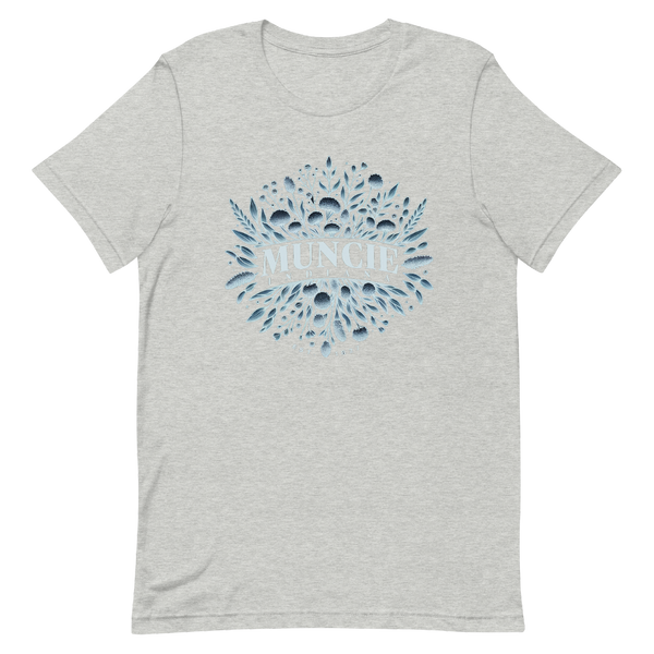 A mockup of the Wildflower Muncie Frost T-Shirt