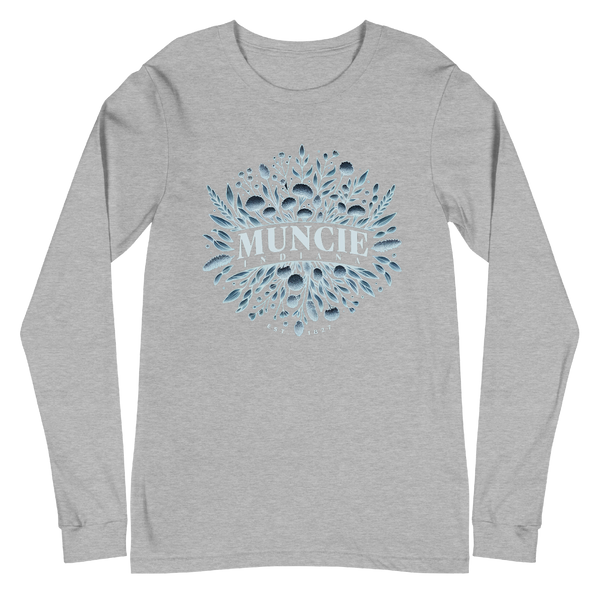 A mockup of the Wildflower Muncie Frost Long Sleeve Tee