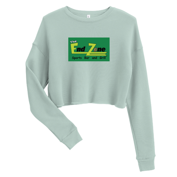 A mockup of the End Zone Sports Bar & Grill Ladies Cropped Crewneck