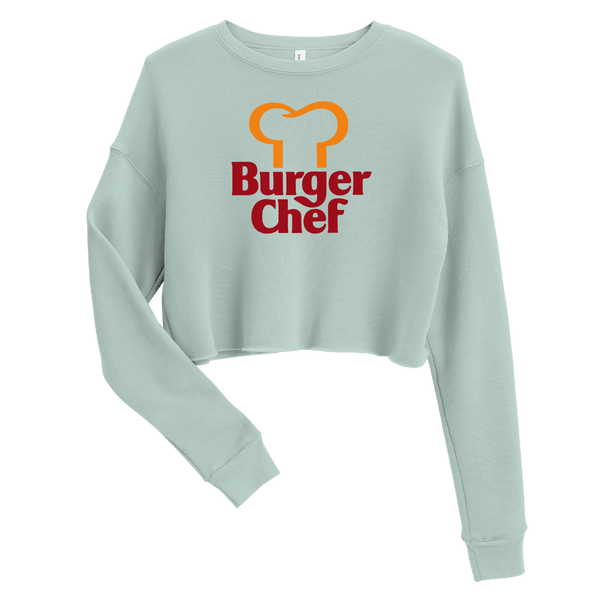 A mockup of the Burger Chef Restaurant Ladies Cropped Crewneck