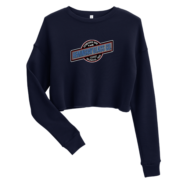 A mockup of the Hemingray Glass Co. Ladies Cropped Crewneck