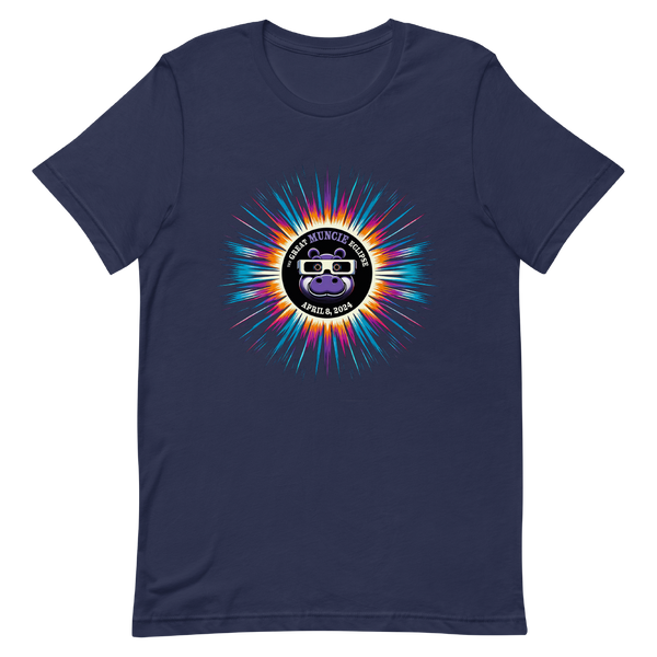 A mockup of the The Great Muncie Eclipse of 2024 T-Shirt