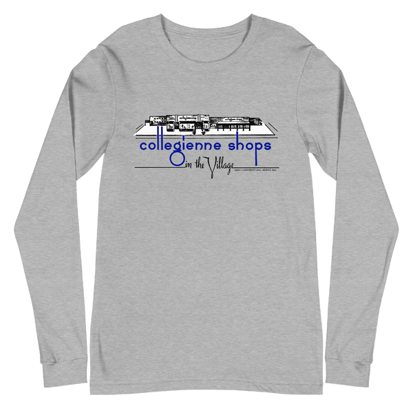 A mockup of the Collegienne Shop Ball Stores Long Sleeve Tee